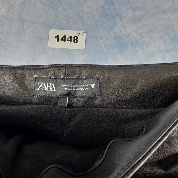 Zara Womens Black Faux Leather Ruched Strapless Mini Tube Dress Small - Picture 2 of 7